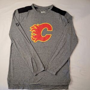 Fanatics NHL Authentic Pro Calgary Flames Long Sleeve Shirt Gray Size L